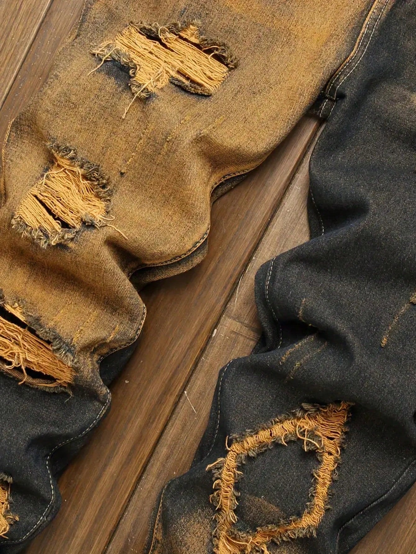 Plus Size Men's Vintage Style Distressed Fashion Jeans