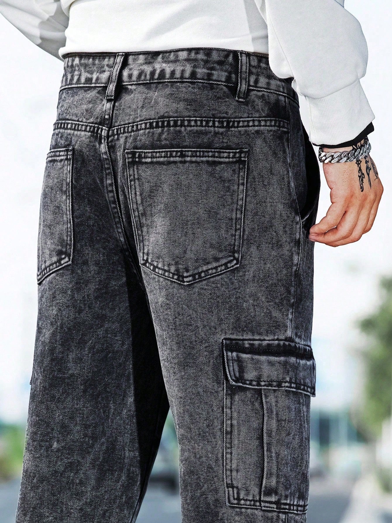Manfinity EMRG Men's Plus Size Loose Straight Casual Comfortable Stylish Street Wear Jeans Pants