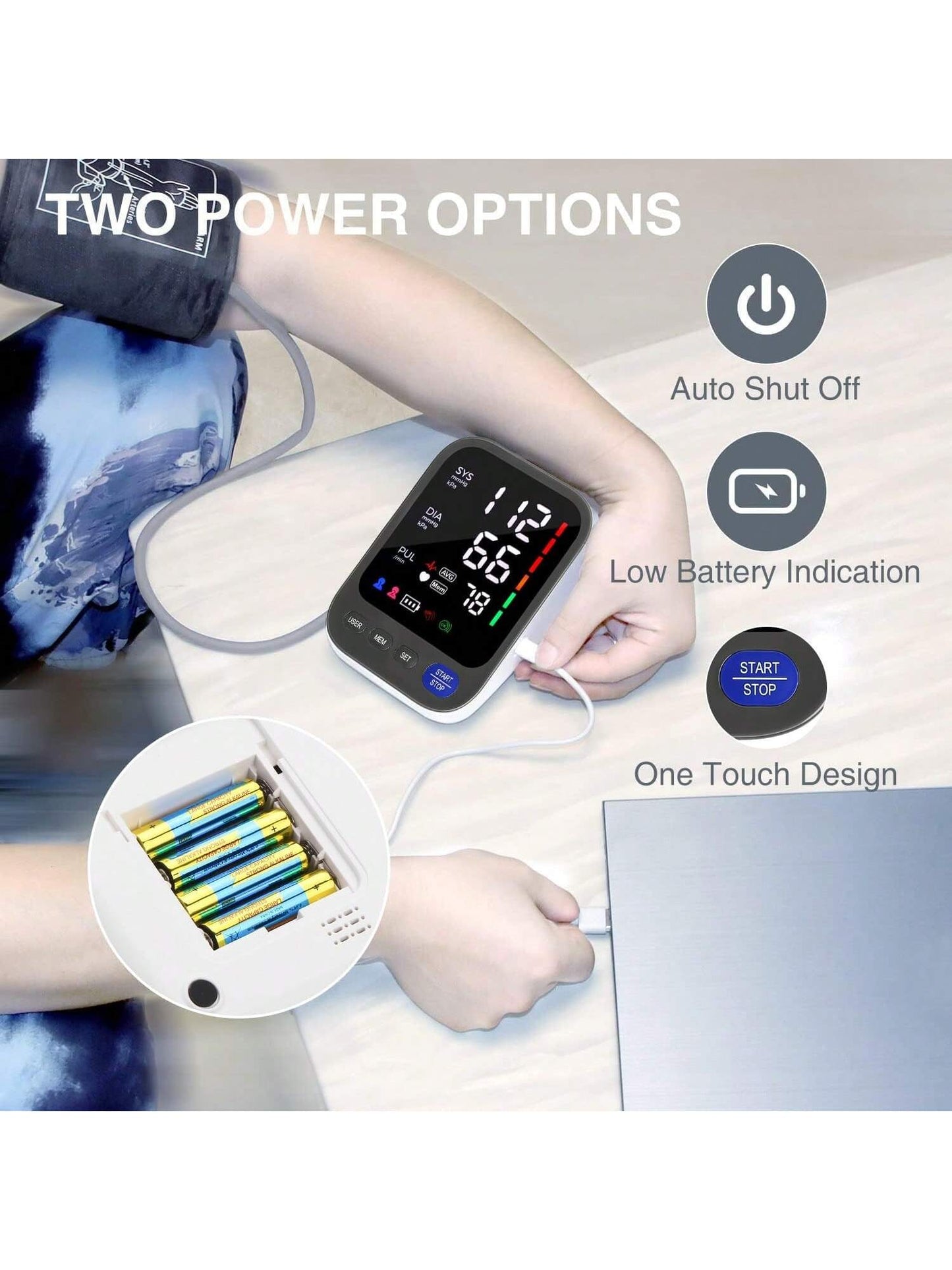 Big Screen Blood Pressure Machine, Automatic Digital Upper Arm Blood Pressure Monitor With Adjustable Large Cuff
