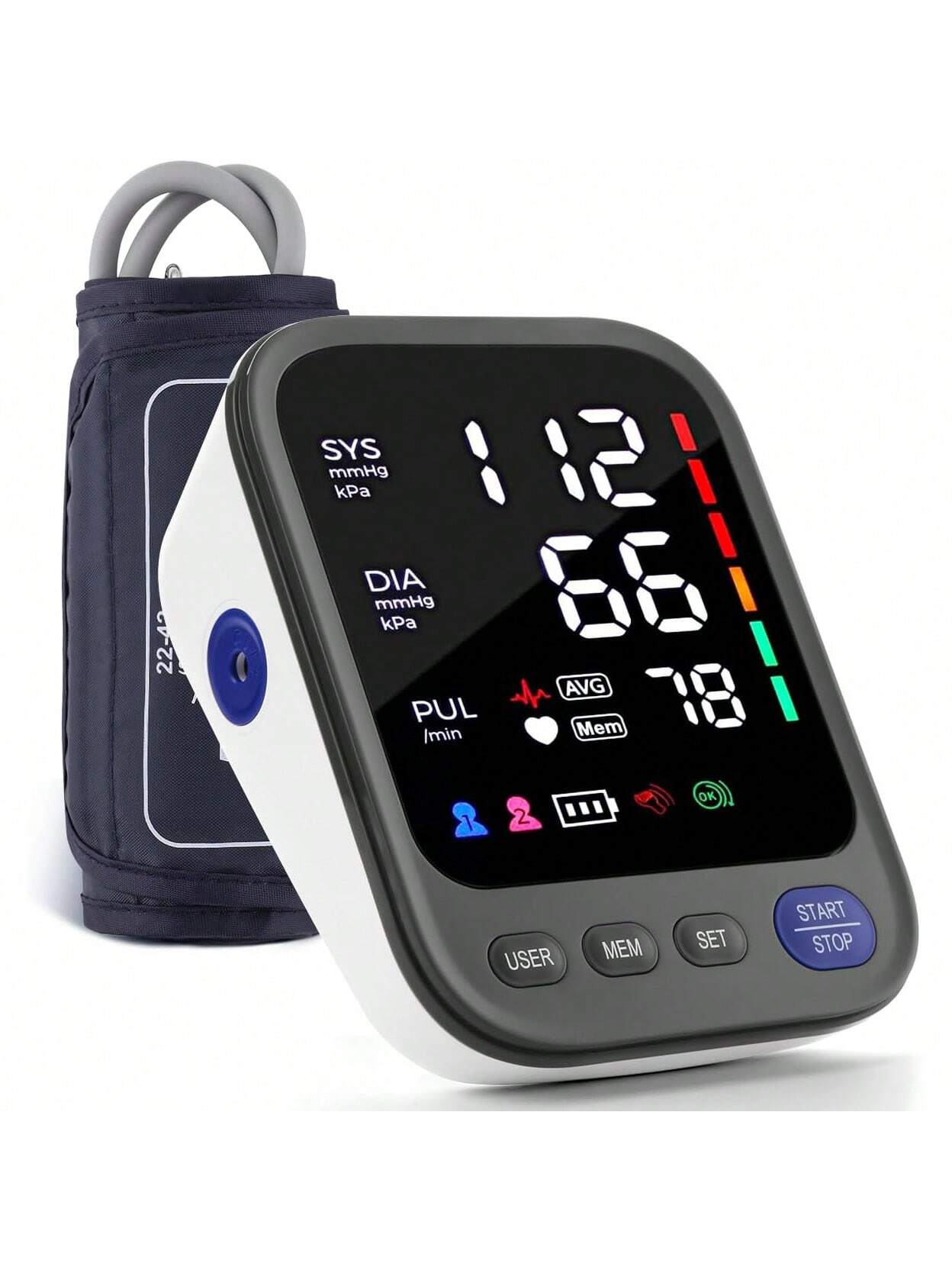 Big Screen Blood Pressure Machine, Automatic Digital Upper Arm Blood Pressure Monitor With Adjustable Large Cuff