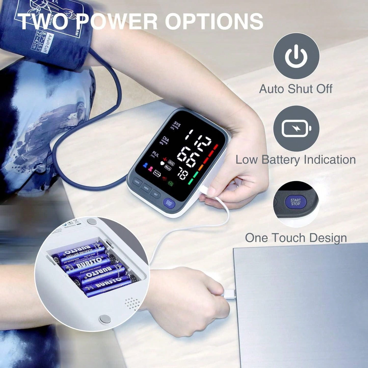 Big Screen Blood Pressure Machine, Automatic Digital Upper Arm Blood Pressure Monitor With Adjustable Large Cuff