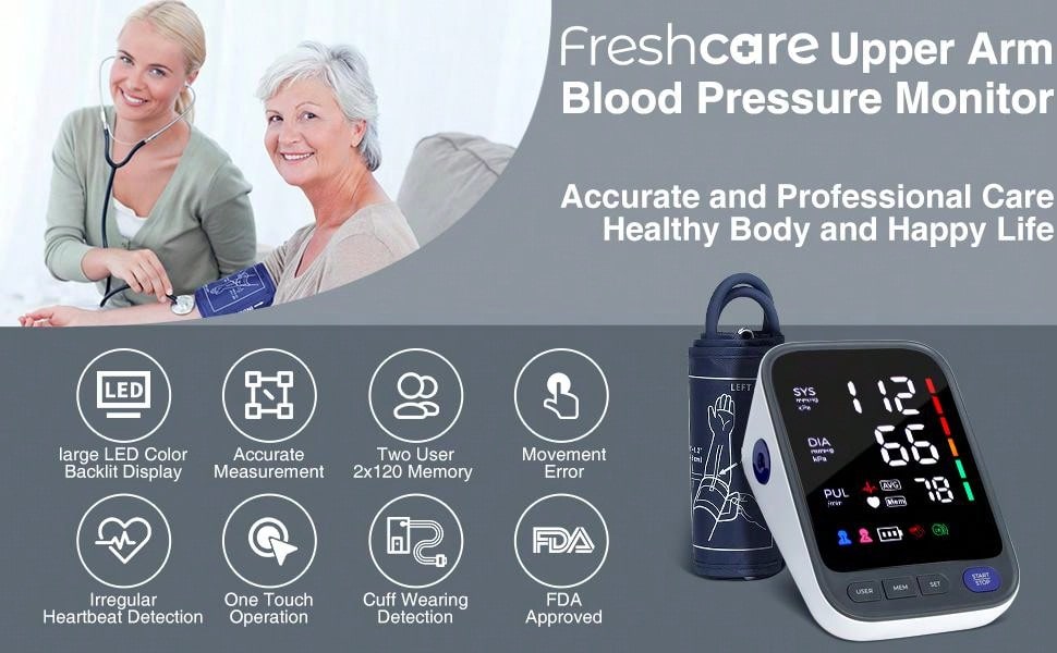Big Screen Blood Pressure Machine, Automatic Digital Upper Arm Blood Pressure Monitor With Adjustable Large Cuff