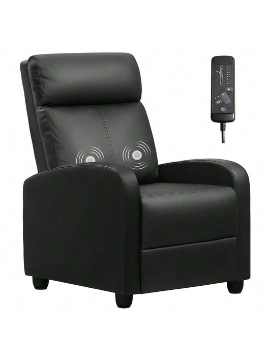 Massage Recliner Chair For Living Room Adjustable PU Leather Reclining Chair Home Theater Seating Modern Winback Single Sofa For Adults With Footrest (Leather, Black