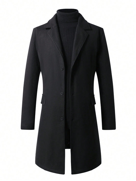 Manfinity Homme Plus Size XL-5XL Men's Casual Knitted Jacket, Autumn Winter Plain Casual Going Out Plus Size