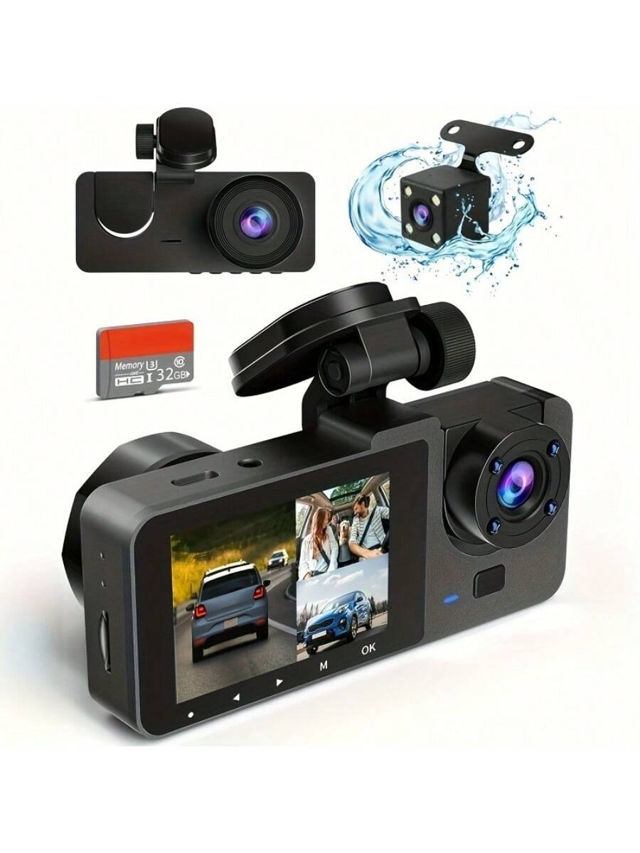 Dash Camera For Cars, 4K Full UHD Car Camera Front Rear With Free 32GB SD Card, Dashcams For Cars With Night Vision, 24 Hours Parking Mode, WDR, Motion Detection