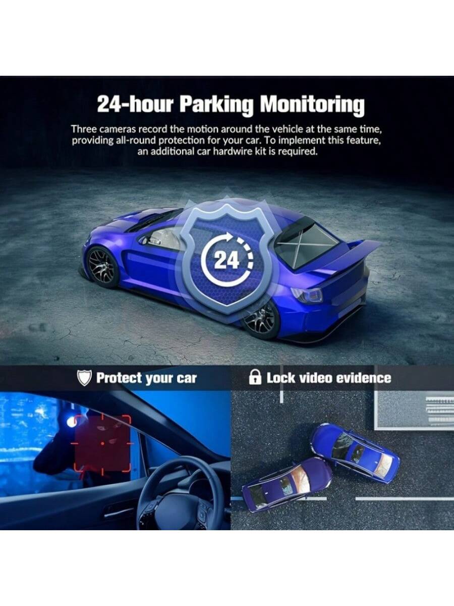 Dash Camera For Cars, 4K Full UHD Car Camera Front Rear With Free 32GB SD Card, Dashcams For Cars With Night Vision, 24 Hours Parking Mode, WDR, Motion Detection