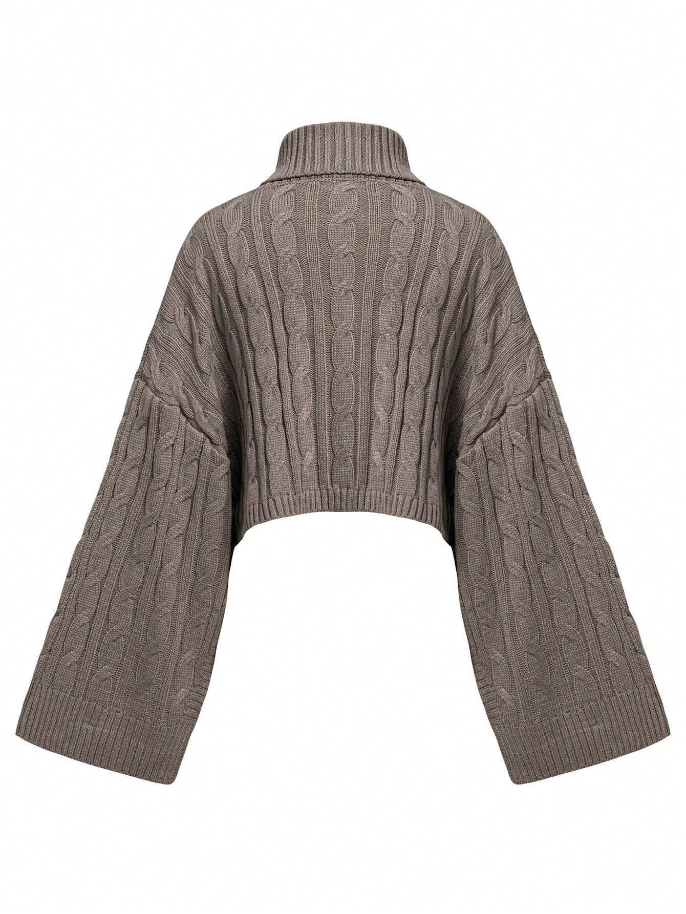 Slayr Plus Size Solid High Neck Long Sleeve Knitted Pullover, For Winter