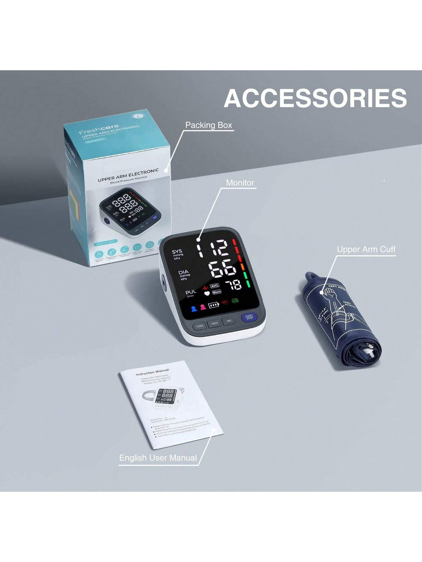 Big Screen Blood Pressure Machine, Automatic Digital Upper Arm Blood Pressure Monitor With Adjustable Large Cuff