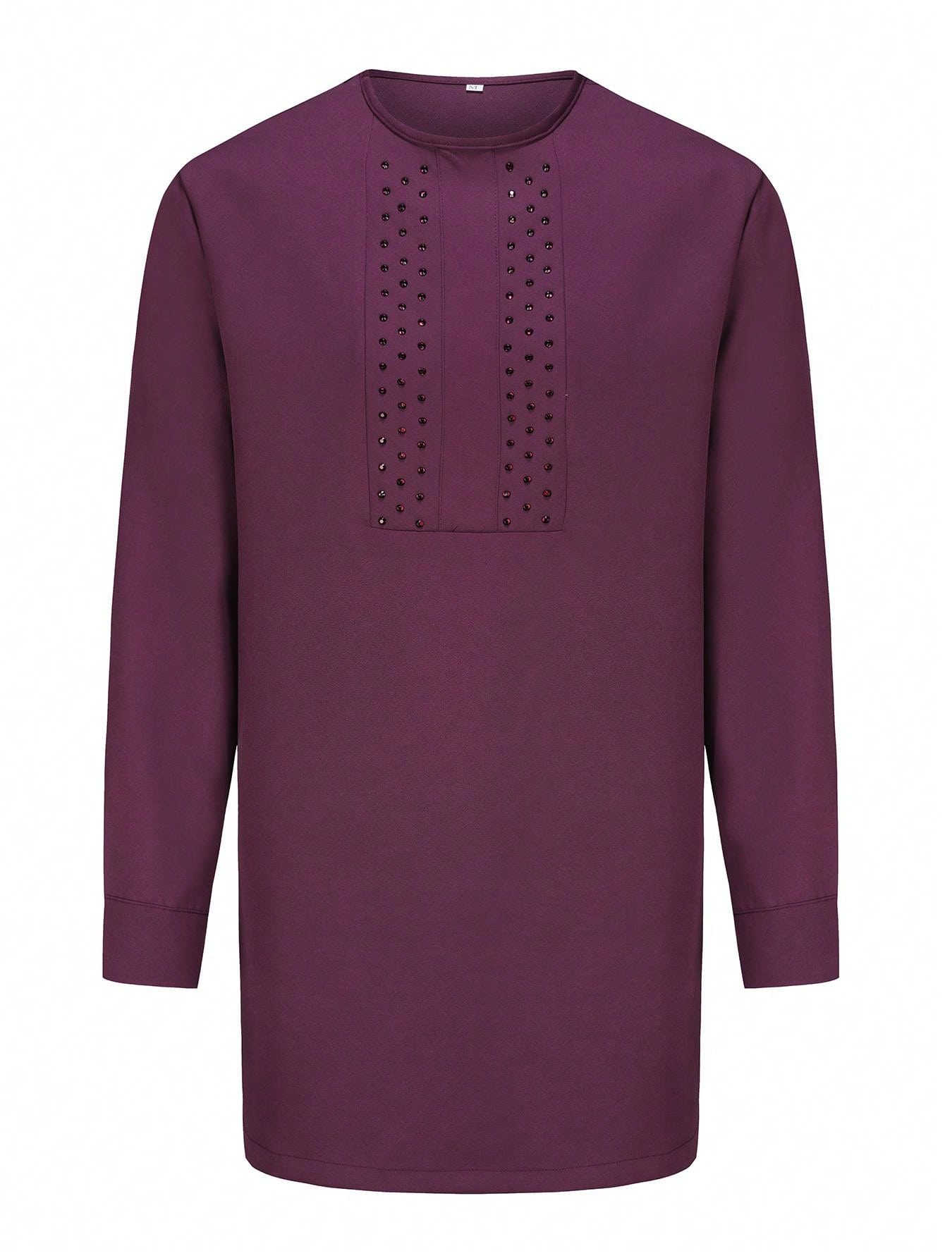 2-Piece Set: Men's African Beaded Long Sleeve Top And Pants, Traditional Retro Casual Outfit