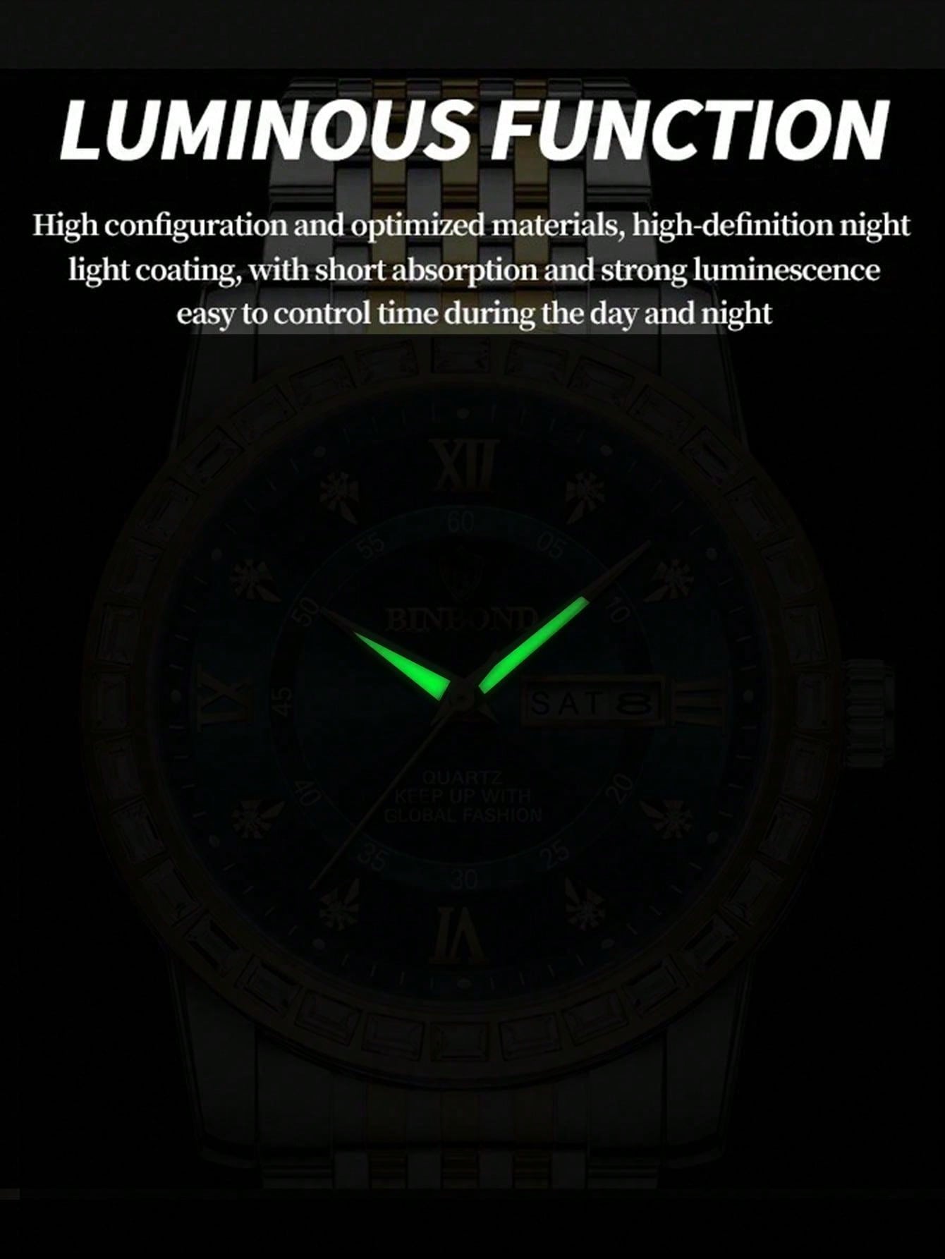 Men Quartz Wristwatches Casual Business Calendar Diamond Clock Waterproof Luminous Watch 1pc Fathers Day Gifts Christmas Gift