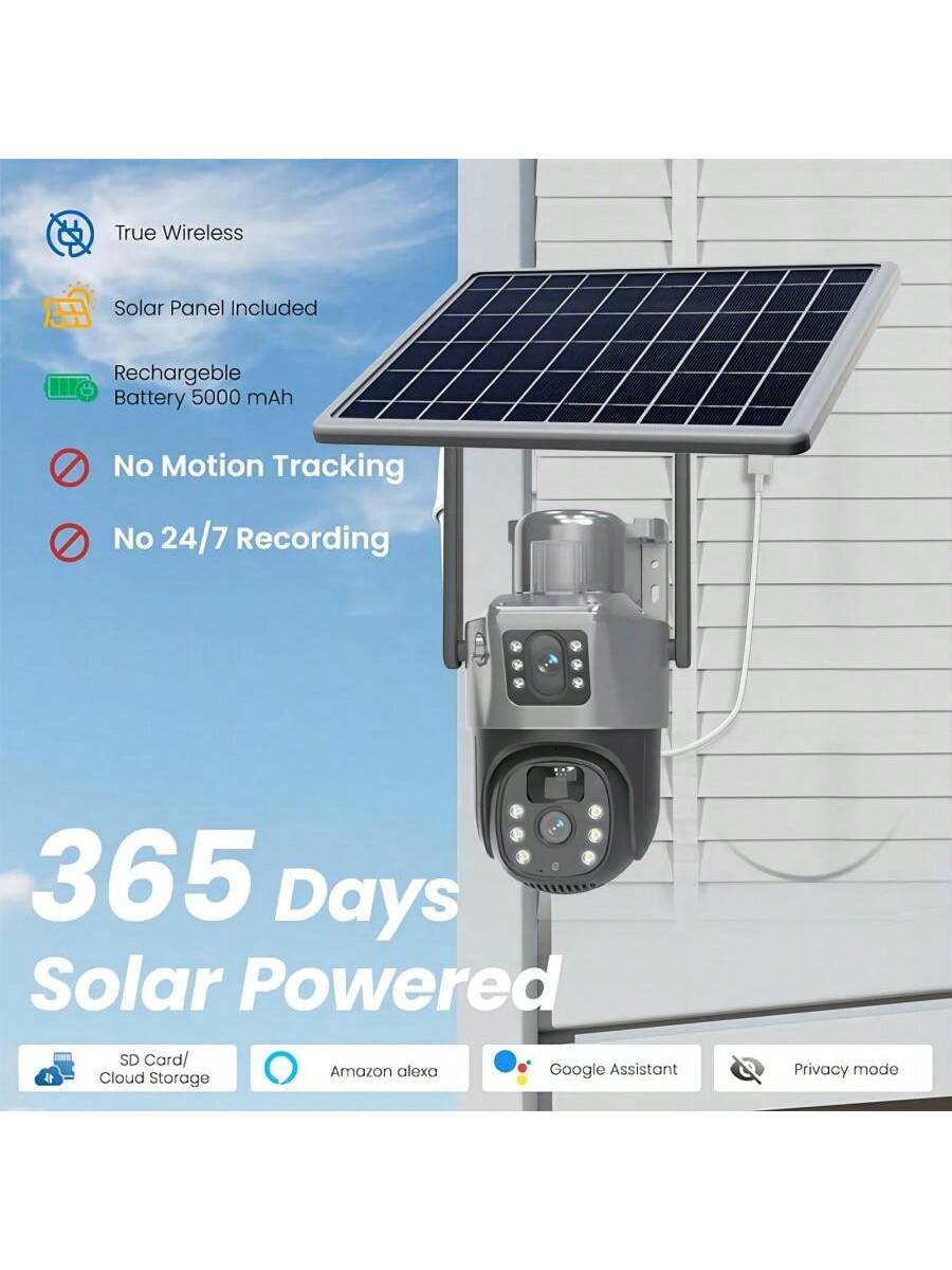 2PCS Solar Camera Security Outdoor - 100% Wire-Free Security Cameras Wireless Outdoor For Home Surveillance With Fixed Solar Panel, 360° Panoramic View, Human Auto Tracking, 2K Color Night Vision Visit The AOSU Store