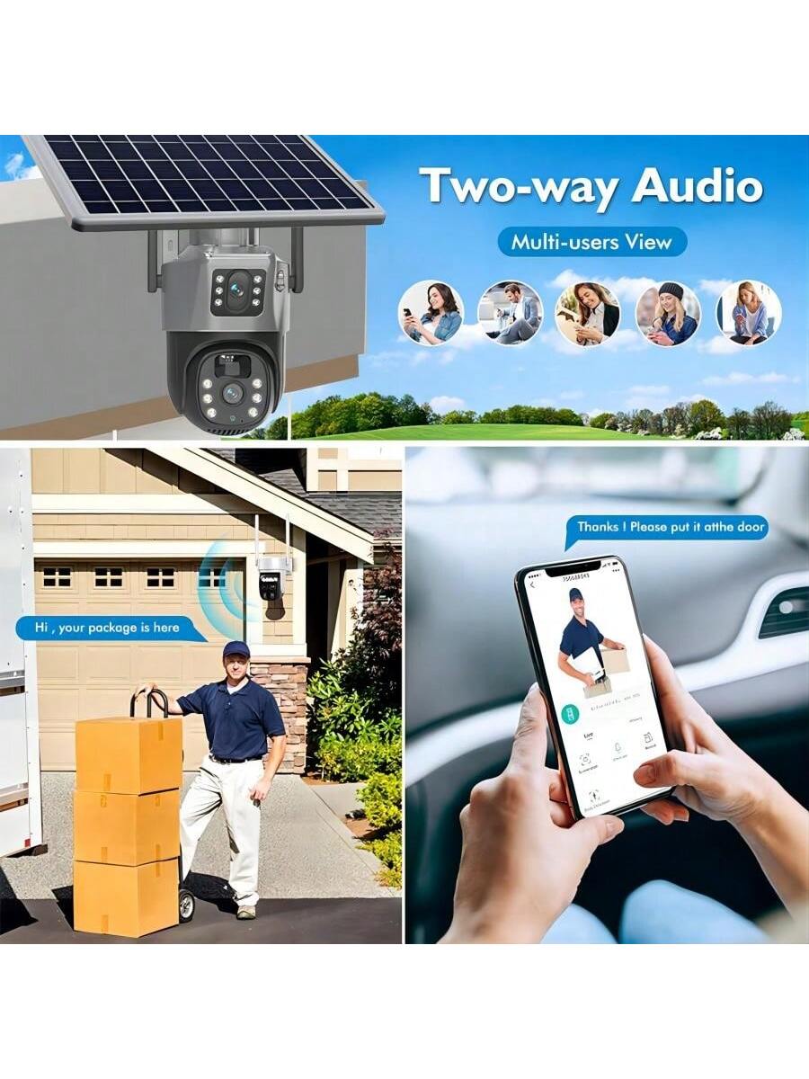 2PCS Solar Camera Security Outdoor - 100% Wire-Free Security Cameras Wireless Outdoor For Home Surveillance With Fixed Solar Panel, 360° Panoramic View, Human Auto Tracking, 2K Color Night Vision Visit The AOSU Store
