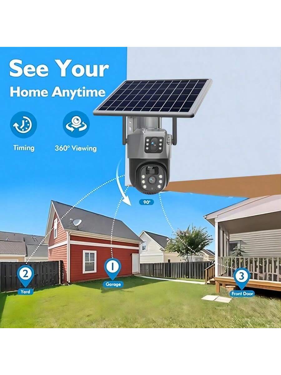2PCS Solar Camera Security Outdoor - 100% Wire-Free Security Cameras Wireless Outdoor For Home Surveillance With Fixed Solar Panel, 360° Panoramic View, Human Auto Tracking, 2K Color Night Vision Visit The AOSU Store
