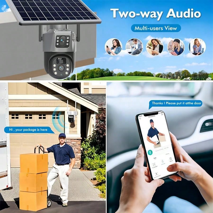 2PCS Solar Camera Security Outdoor - 100% Wire-Free Security Cameras Wireless Outdoor For Home Surveillance With Fixed Solar Panel, 360° Panoramic View, Human Auto Tracking, 2K Color Night Vision Visit The AOSU Store