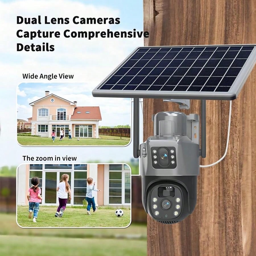 2PCS Solar Camera Security Outdoor - 100% Wire-Free Security Cameras Wireless Outdoor For Home Surveillance With Fixed Solar Panel, 360° Panoramic View, Human Auto Tracking, 2K Color Night Vision Visit The AOSU Store