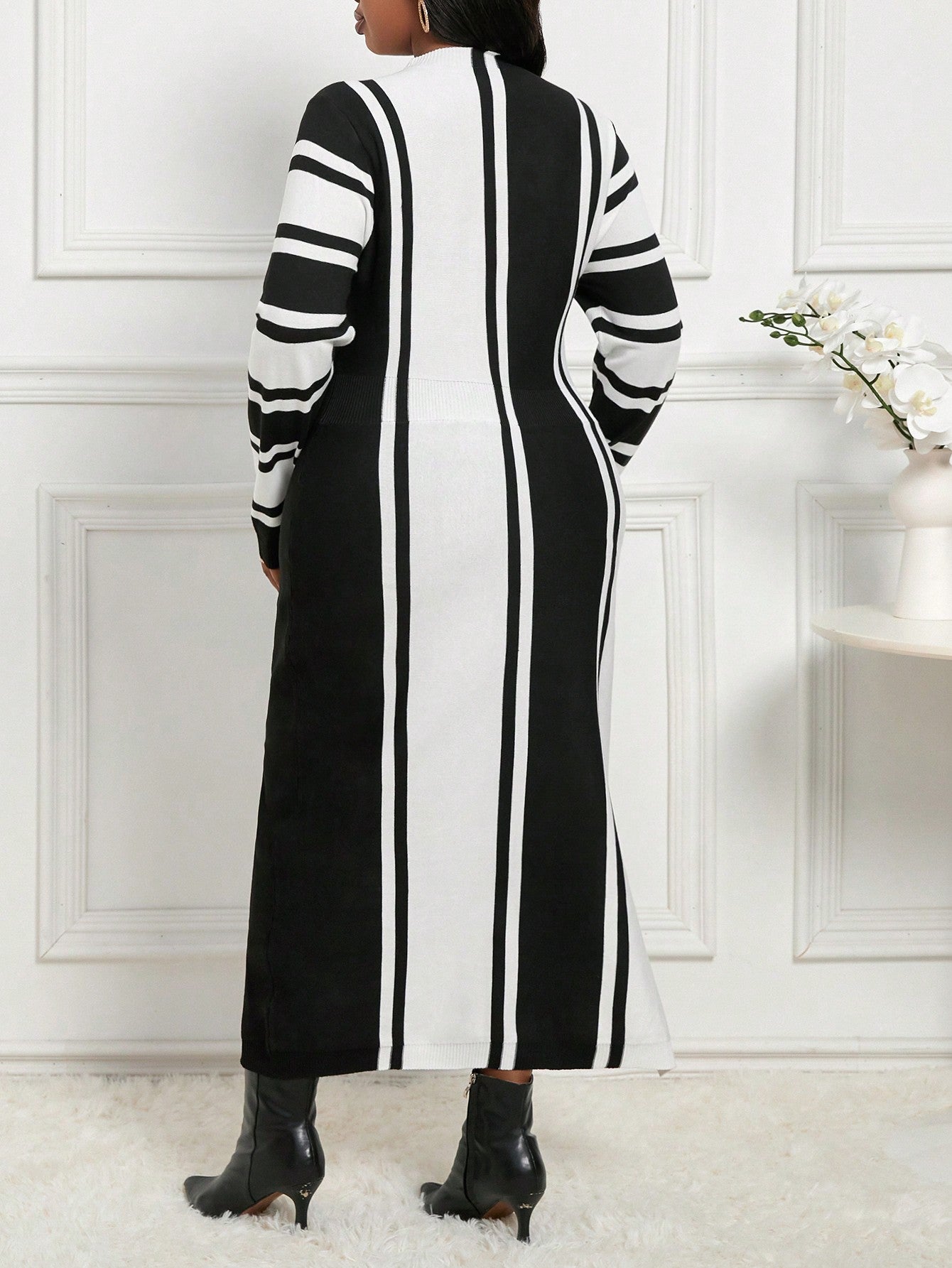 Lady Autumn And Winter Casual Plus Size Sweater Dresses Long Sweater Fall Women Sweaters Black Turtleneck