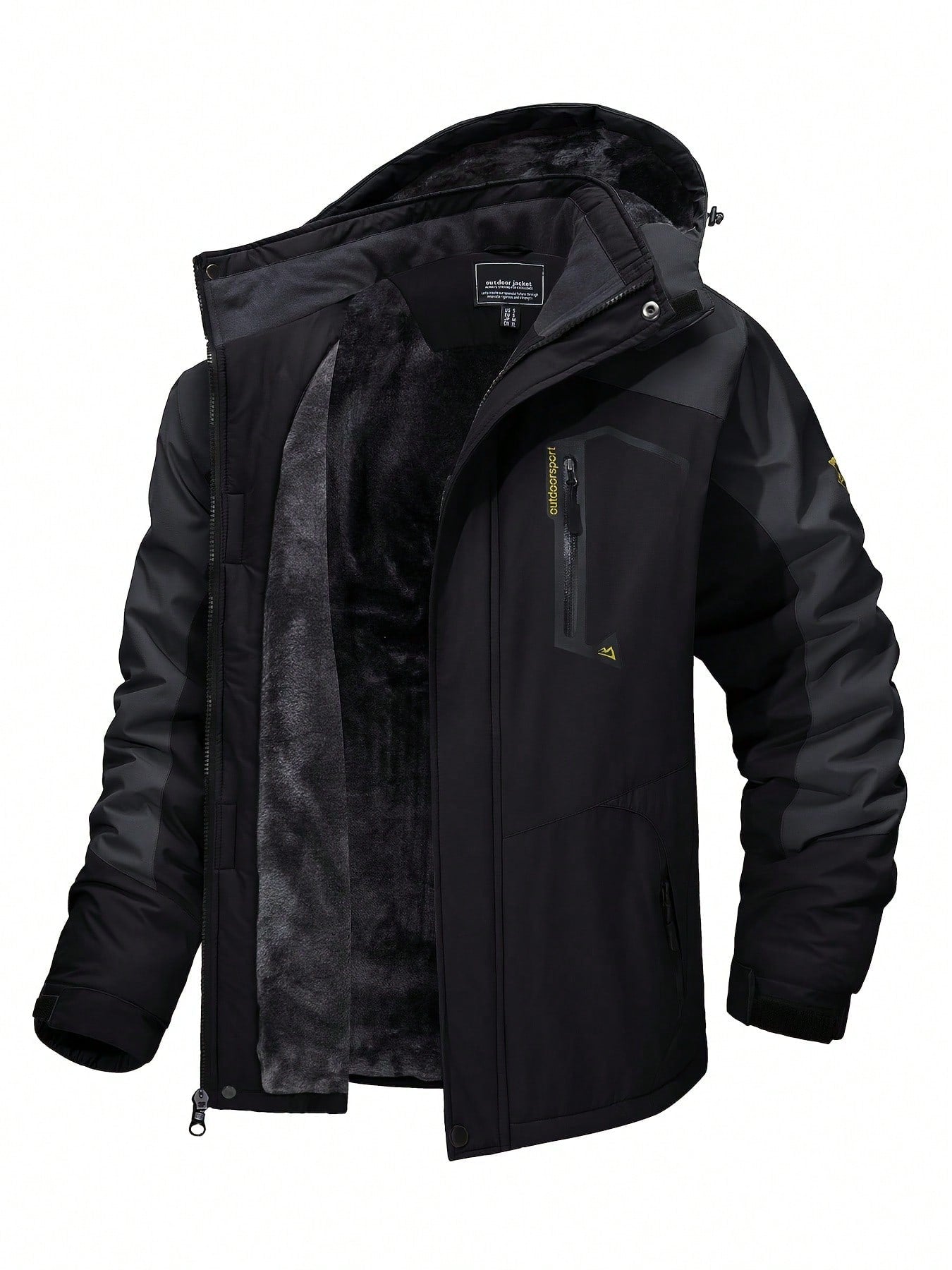 Men's Winter Jacket, Polyester Fabric, Windproof And Waterproof, Fleece Lining, Detachable Cap, Adjustable Cuffs, Multi-Functional Pocket Design, Placket Zipper, Suitable For Outdoor Mountaineering And Hiking Ski Jacket, Winter Warm Overalls