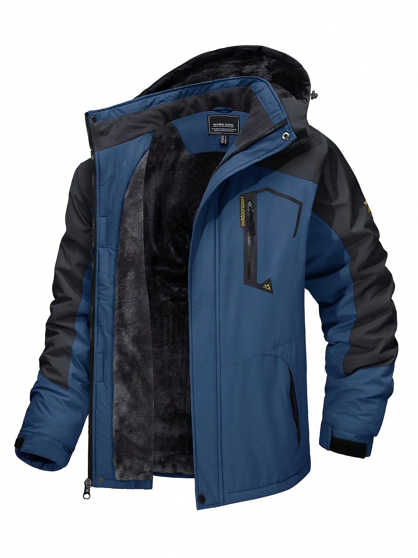 Men's Winter Jacket, Polyester Fabric, Windproof And Waterproof, Fleece Lining, Detachable Cap, Adjustable Cuffs, Multi-Functional Pocket Design, Placket Zipper, Suitable For Outdoor Mountaineering And Hiking Ski Jacket, Winter Warm Overalls