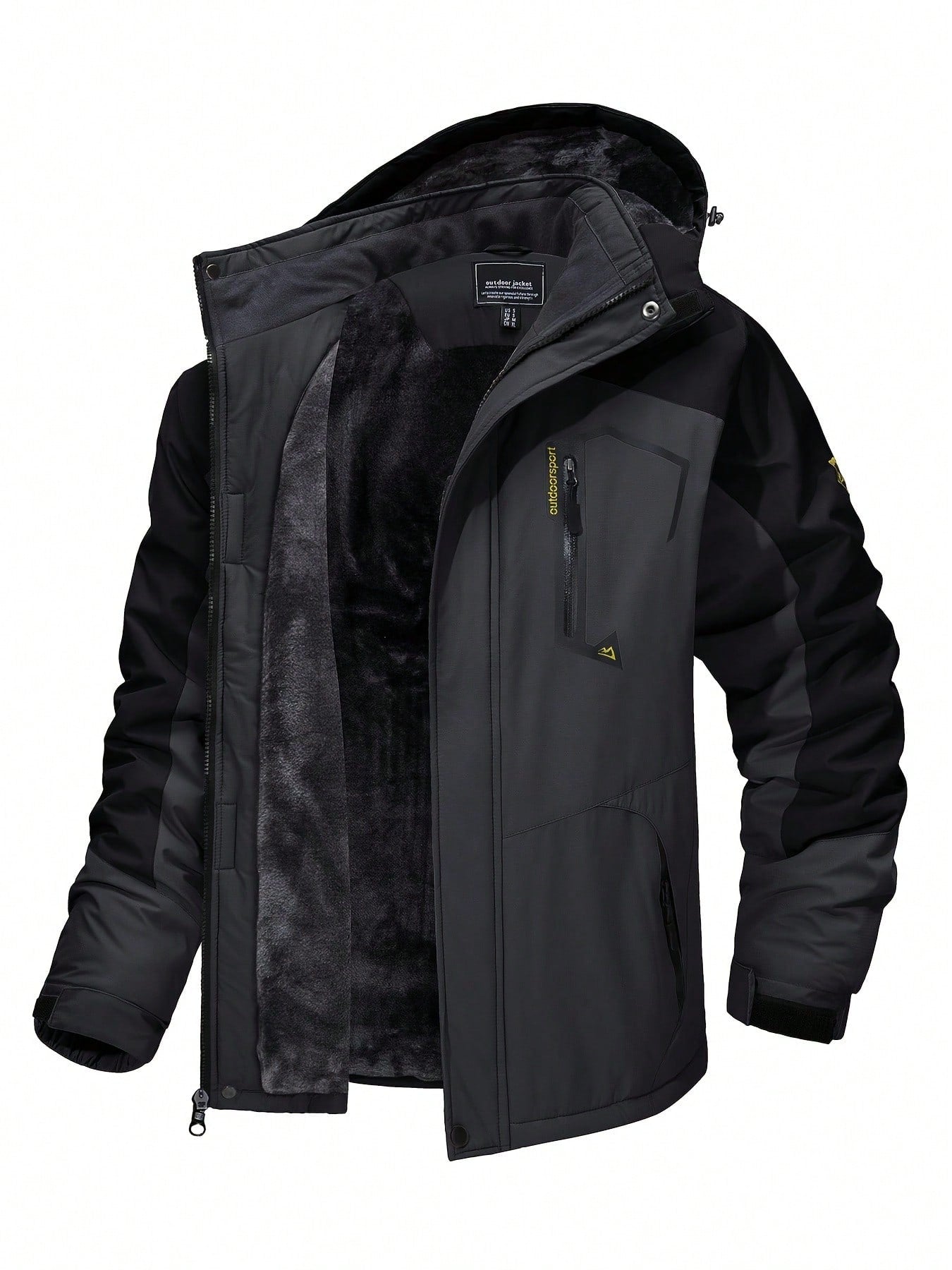 Men's Winter Jacket, Polyester Fabric, Windproof And Waterproof, Fleece Lining, Detachable Cap, Adjustable Cuffs, Multi-Functional Pocket Design, Placket Zipper, Suitable For Outdoor Mountaineering And Hiking Ski Jacket, Winter Warm Overalls