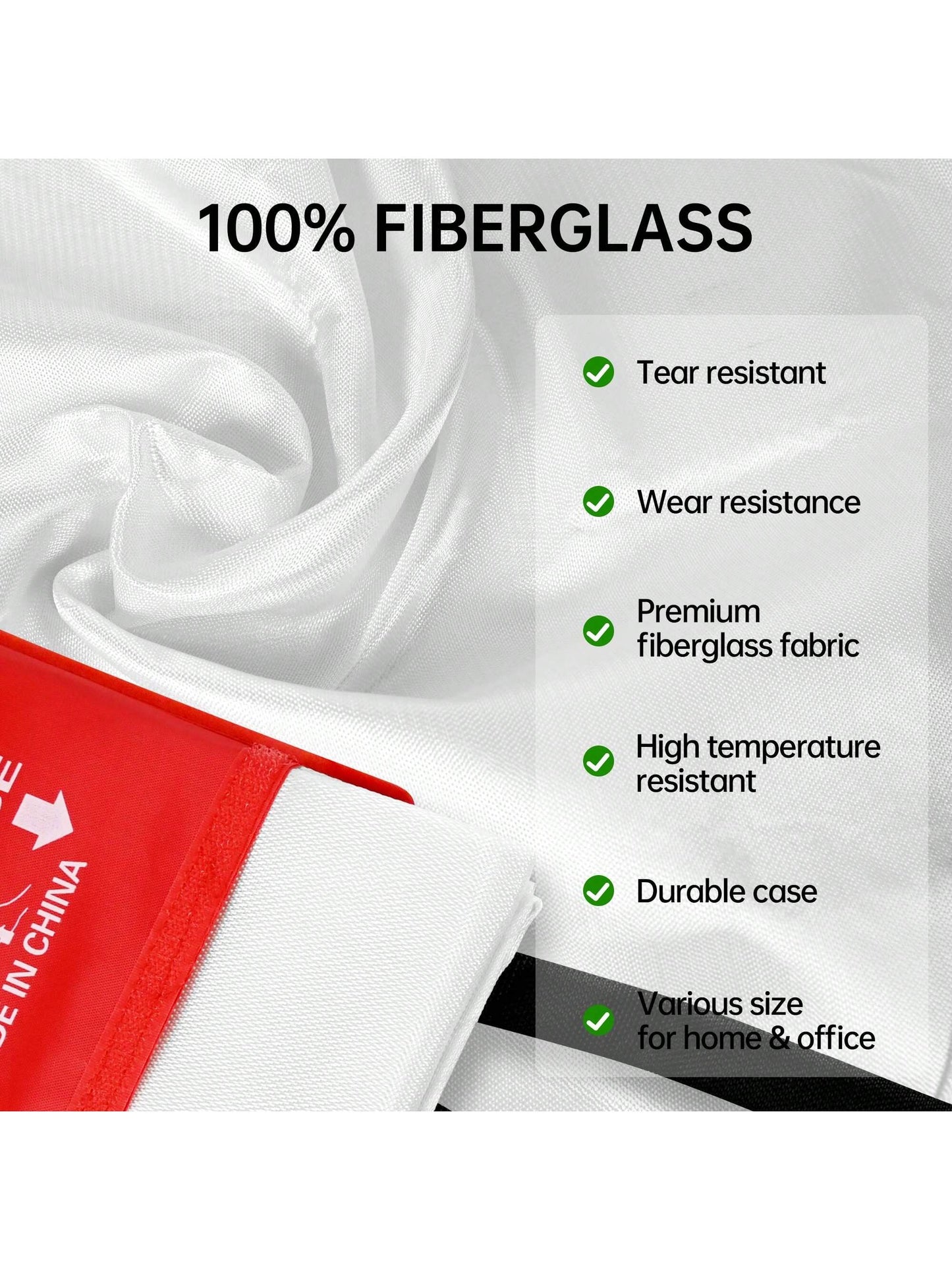 40'' X 40'' Fire Suppression Blanket For Kitchen, Fireproof Fiberglass Blanket For Home Safety,  Safe Fiberglass Fire Blankets