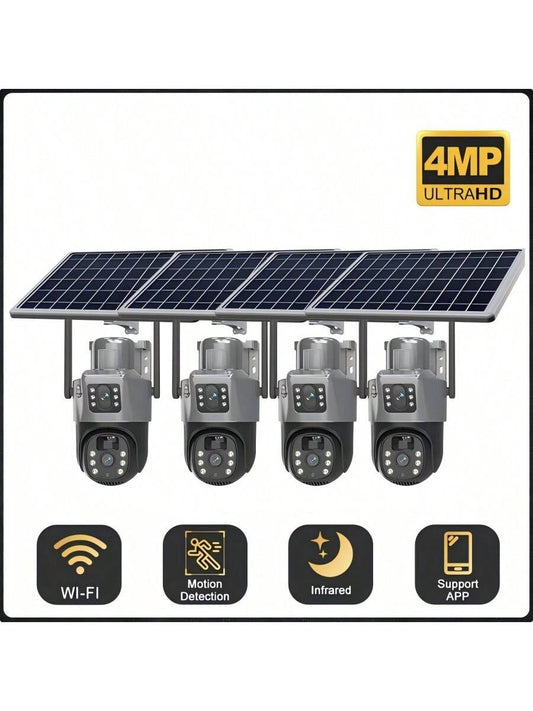 2PCS Solar Camera Security Outdoor - 100% Wire-Free Security Cameras Wireless Outdoor For Home Surveillance With Fixed Solar Panel, 360° Panoramic View, Human Auto Tracking, 2K Color Night Vision Visit The AOSU Store