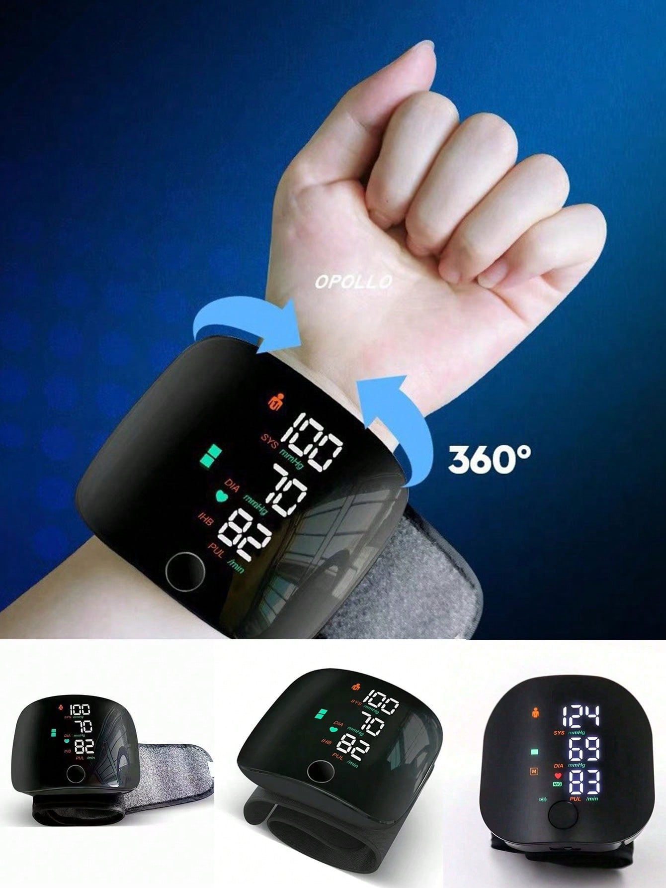 Rechargeable Wrist Blood Pressure Monitor, Battery-Based Arm Blood Pressure Monitor(Not Include Battery), Non-Contact Forehead Thermometer-Home Health Monitoring Kit-Not Include Battery