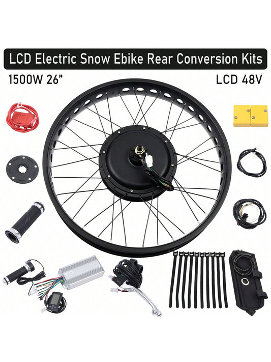 Fit: 26" 48V 1500W E-Bike Fat Tire Bicycle Rear Wheel Hub Motor Conversion Kit