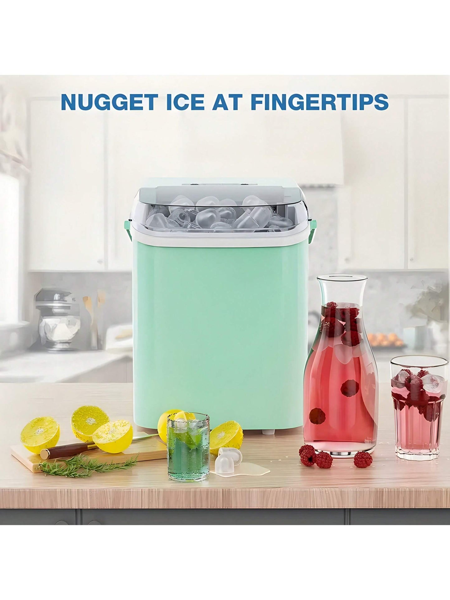 Countertop Ice Maker Machine With Handle, 26lbs In 24Hrs, 9 Ice Cubes Ready In 6 Mins, Auto-Cleaning Portable Ice Maker For Home/Kitchen/Camping,Countertop Ice Maker, Nugget Portable Ice Machine, 9 Bullet Ice Cubes In 6 Mins, 26.5lbs In 24Hrs Self-Cleani