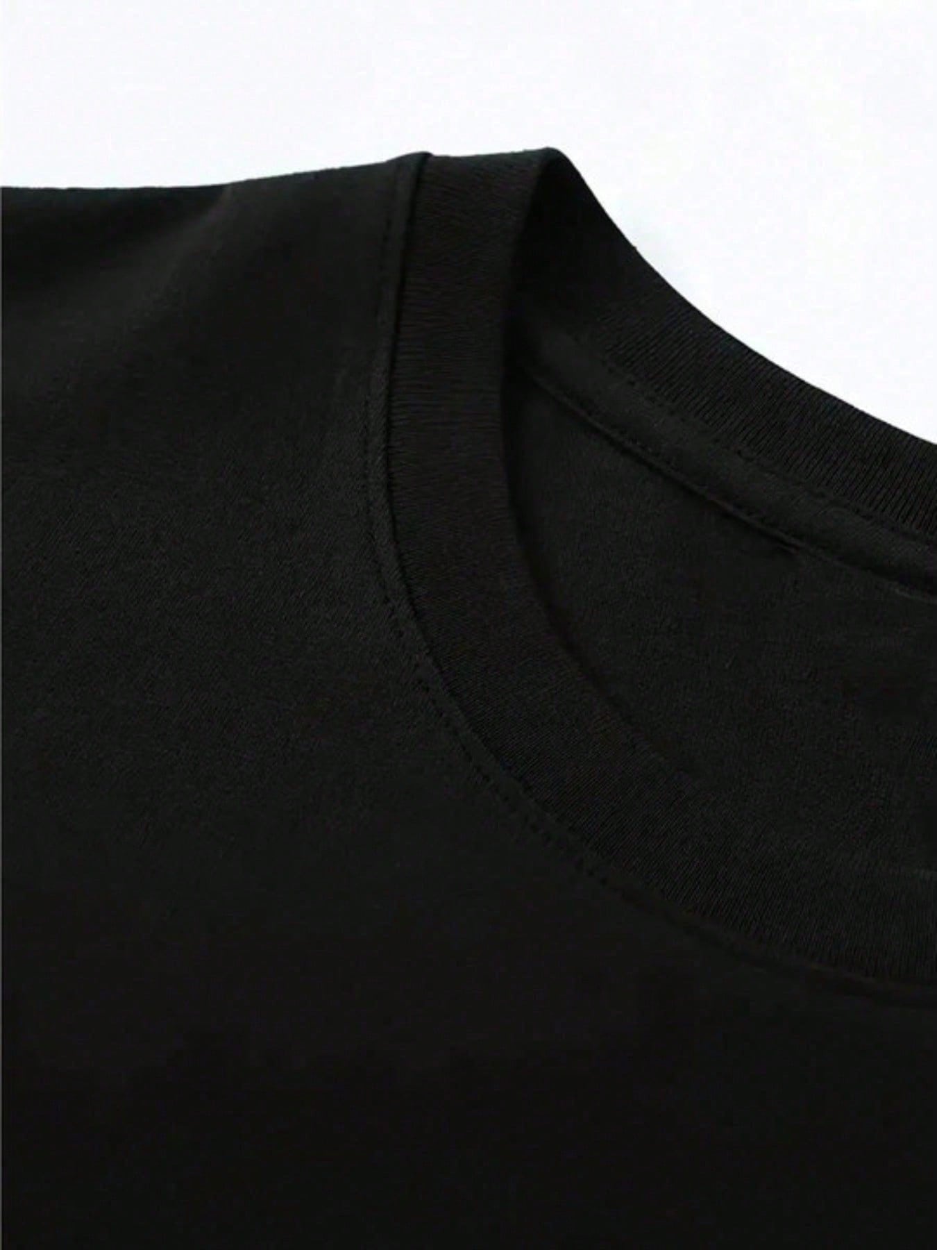 Classic Comic Style Cartoon Print Men's Cotton Short-Sleeved T-Shirt 190gsm