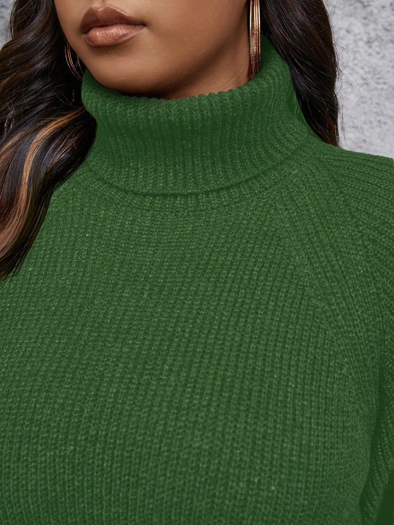 Plus Size Women Comfortable Casual Minimalist High Collar Loose Thicken Warm Sweater Dress, Can Be Layered Over Coat Or Worn Alone, Long Sleeve Knit, Winter