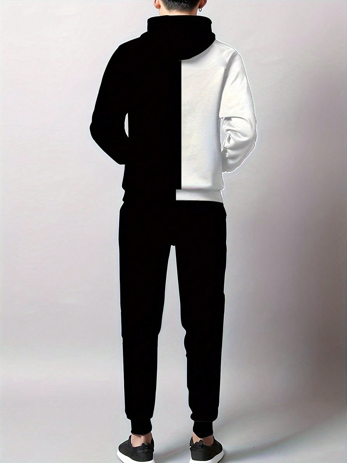 1 Set Plus Size Men Digital Print Casual Sweatshirt Suit