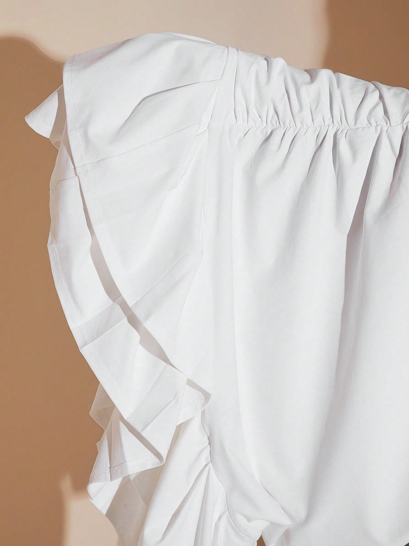 BAE Plus Size Solid White Slim Fit Mini Double Layer Pleated Women's Long Sleeve Dress Suitable For Autumn And Winter,Christmas, Thanksgiving, Party, New Year, Elegant, Sexy, Y2k. Cocktail Dress, Bell Sleeves, Cake Skirt, Ruffles, Gathered, Mini, White,