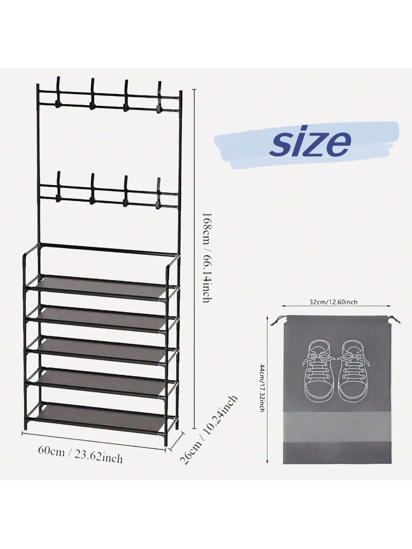 1pc Multi-Tier Sturdy Shoe Rack, Ultimate Entryway Storage Solution - Sturdy Multi-Layer Closet Storage Rack With Shoe Shelf - Floor Standing Clothes, Hats, And Shoe Racks,Versatile Free-Standing Organizer For Hats, Coats, Bags & Scarves - Space-Saving D