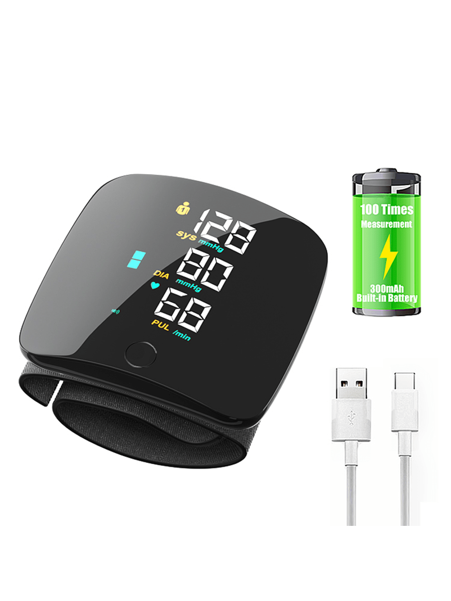 USB Rechargeable Digital Bp Machine Electronic Sphygmomanometer Automatic Wrist Blood Pressure Monitor Electric