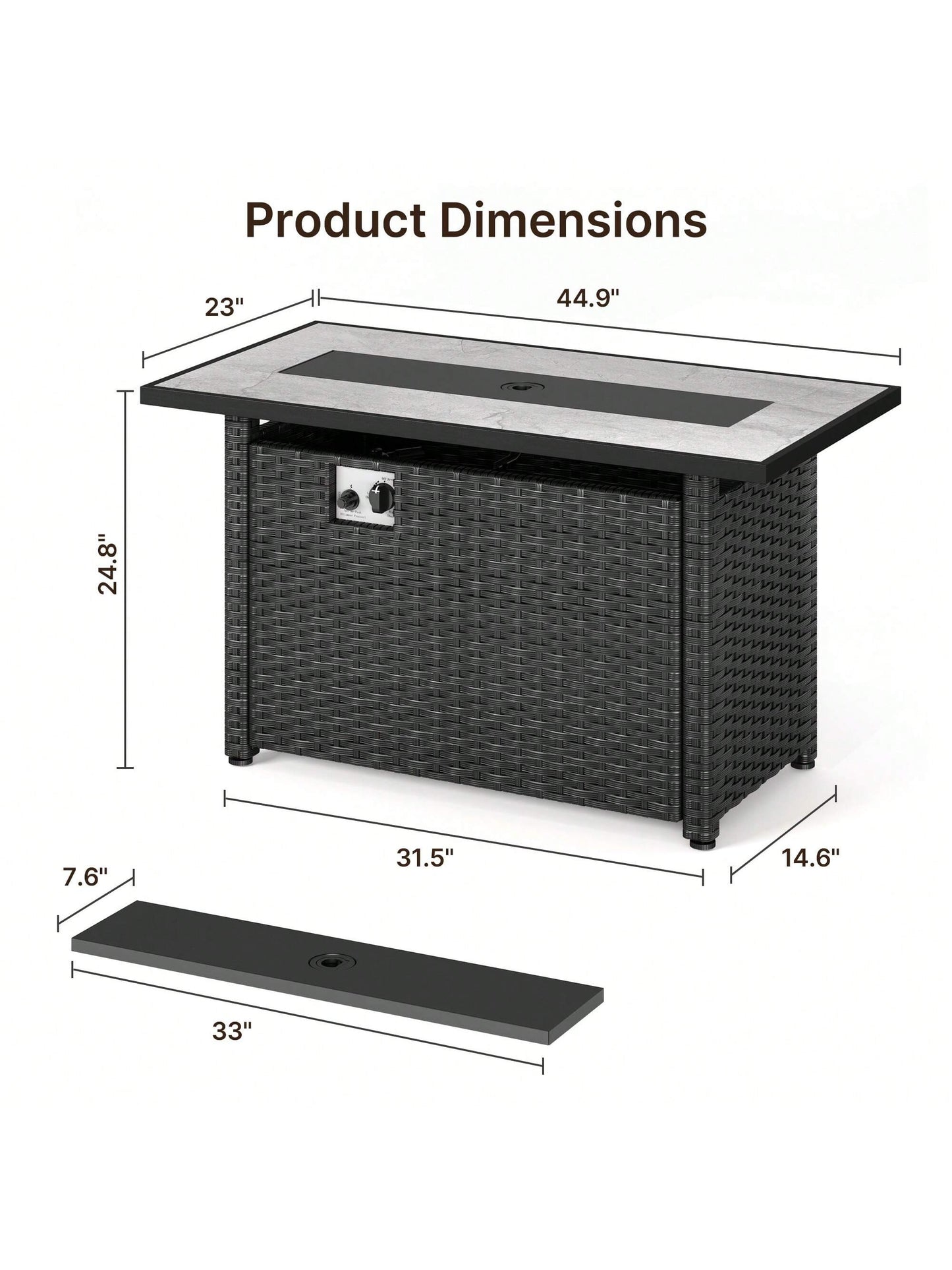 30" Propane Fire Table With Lid & Lava Rock, 50,000 BTU Fire Pit Table With Durable Iron Design, CSA Certified Fire Table For Outdoor Dining, Patio, Garden, Or Backyard Gatherings