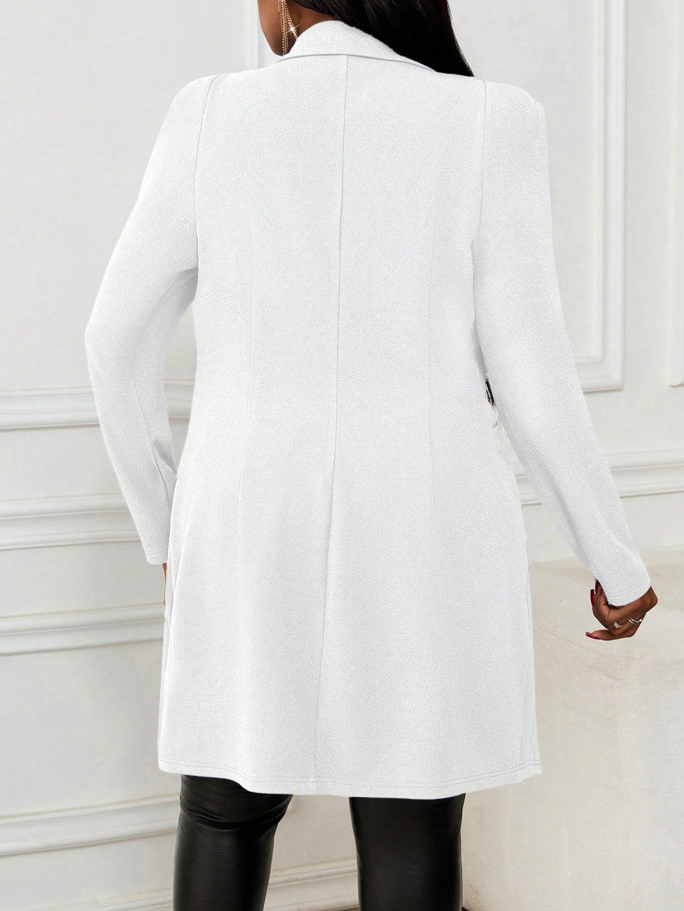 Lady Autumn And Winter Elegant Work Navy Blue Leg-Of-Mutton Sleeve Plus Size Coats Winter Women Coat