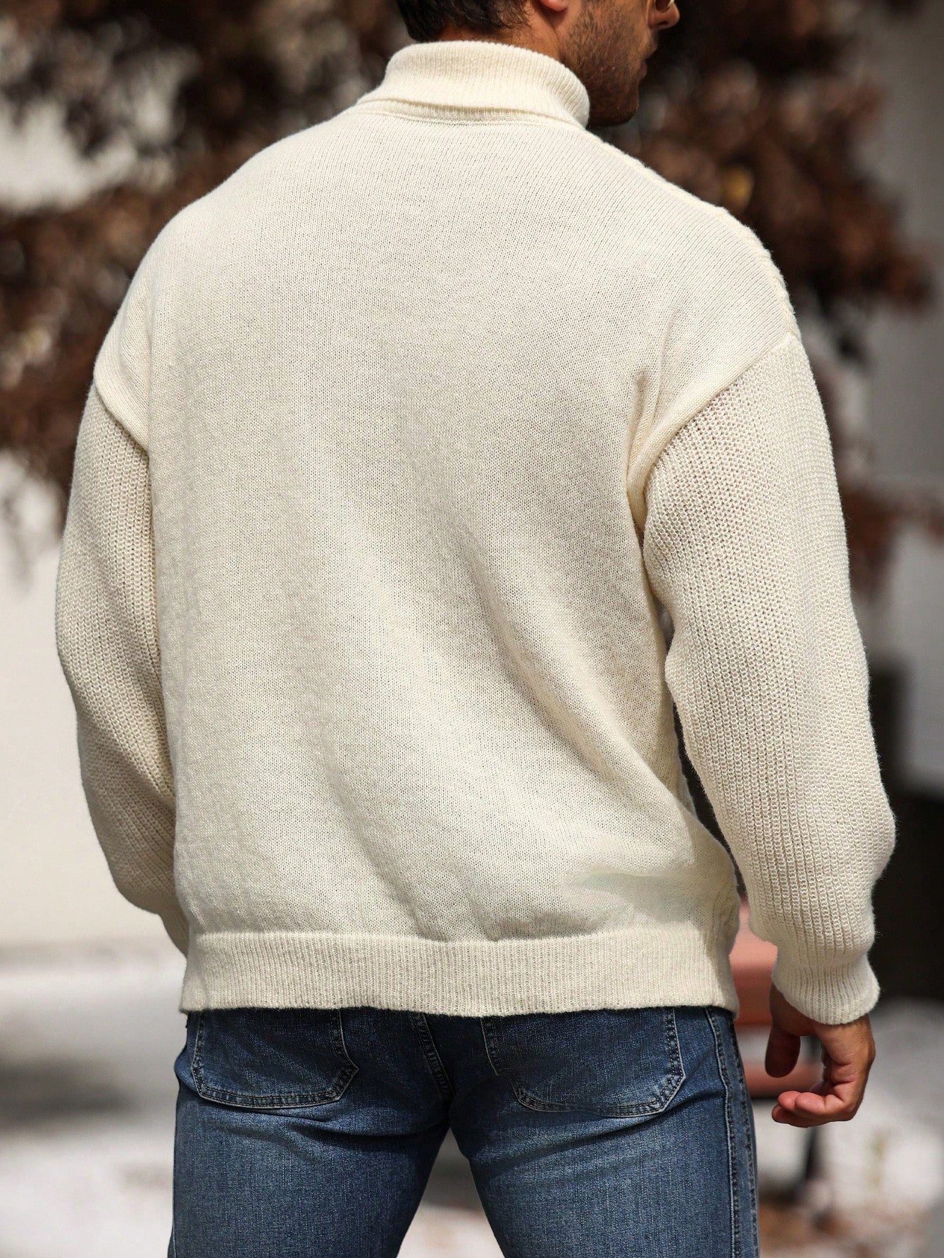 Manfinity CityGents Plus Size Men's Casual Solid High Neck Sweater, Winter