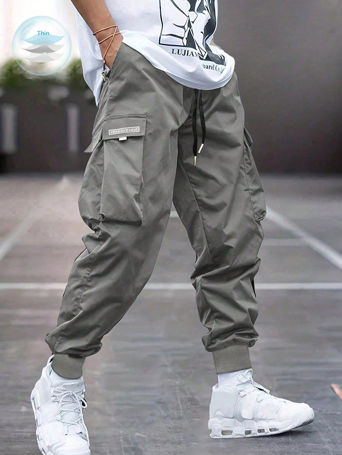 Plus Size Men's Fashionable Casual Drawstring Cargo Pants
