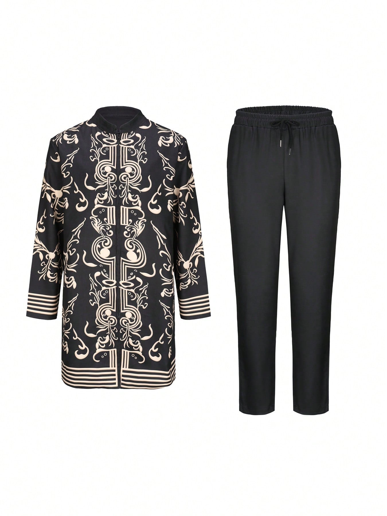 Luxury Men's Suit Long Sleeve Retro Printed Jacket And Casual Pants 2 Pieces African Style Men's Casual Fashion Traditional Suit
