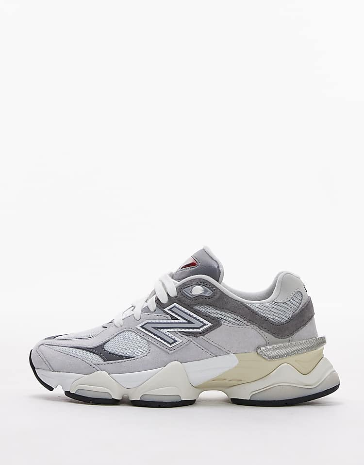New Balance 9060 sneakers in white with gray metallic detail
