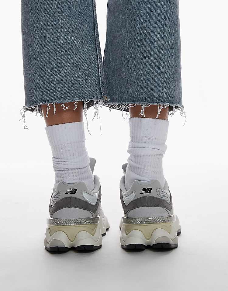 New Balance 9060 sneakers in white with gray metallic detail