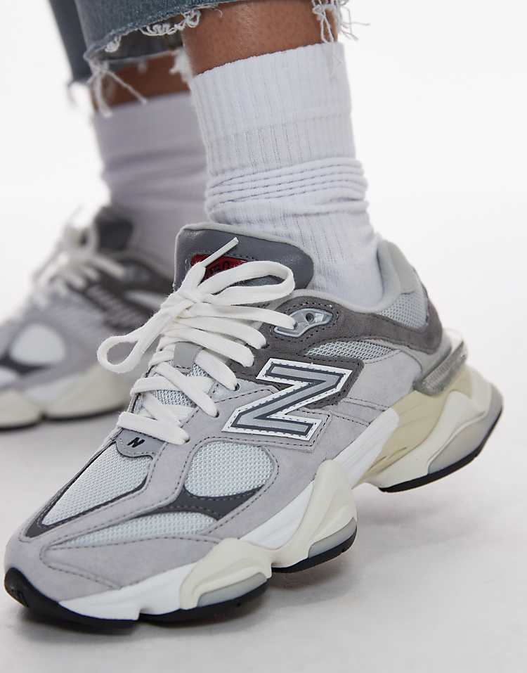 New Balance 9060 sneakers in white with gray metallic detail