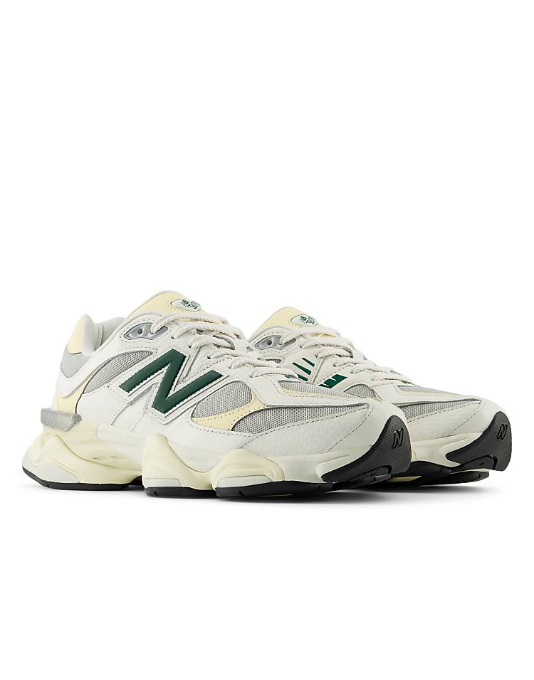 New Balance 9060 sneakers in white with gray metallic detail