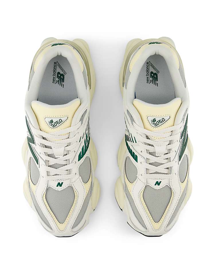 New Balance 9060 sneakers in white with gray metallic detail