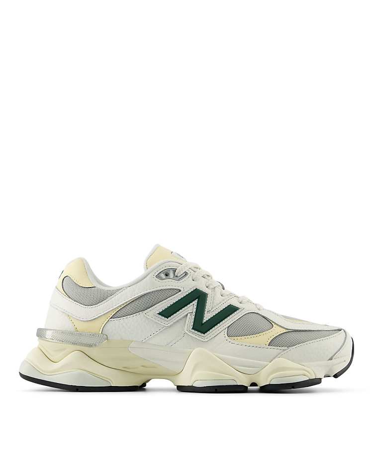 New Balance 9060 sneakers in white with gray metallic detail