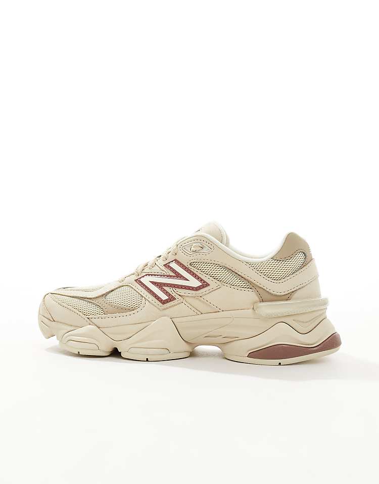 New Balance 9060 sneakers in white with gray metallic detail