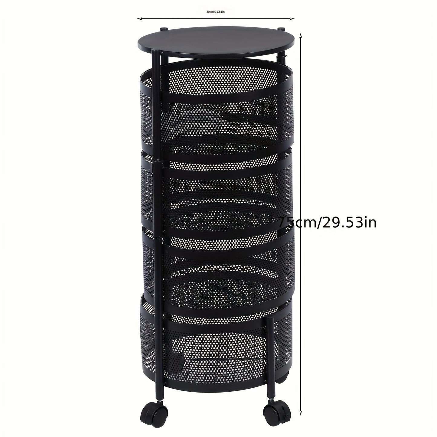 Versatile Space-Saving Multi-Layer Rotating Storage Rack - Stainless Steel, Floor Standing for Fruits & Vegetables, Ideal for Kitchen Organization