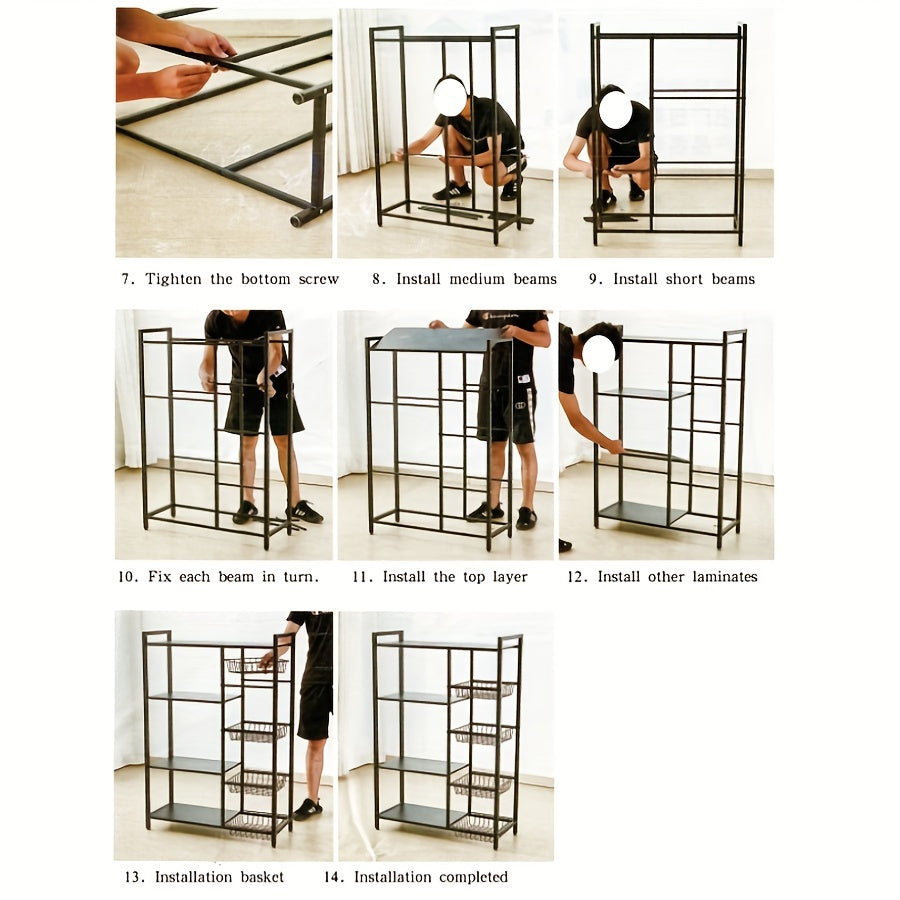 Multi-Purpose Rolling Mesh Storage Rack with Slide Rollers, Metal Floor Standing Vegetable and Kitchen Organizer for Easy Cleaning and Storage, Basket, Supplies, Storage Racks