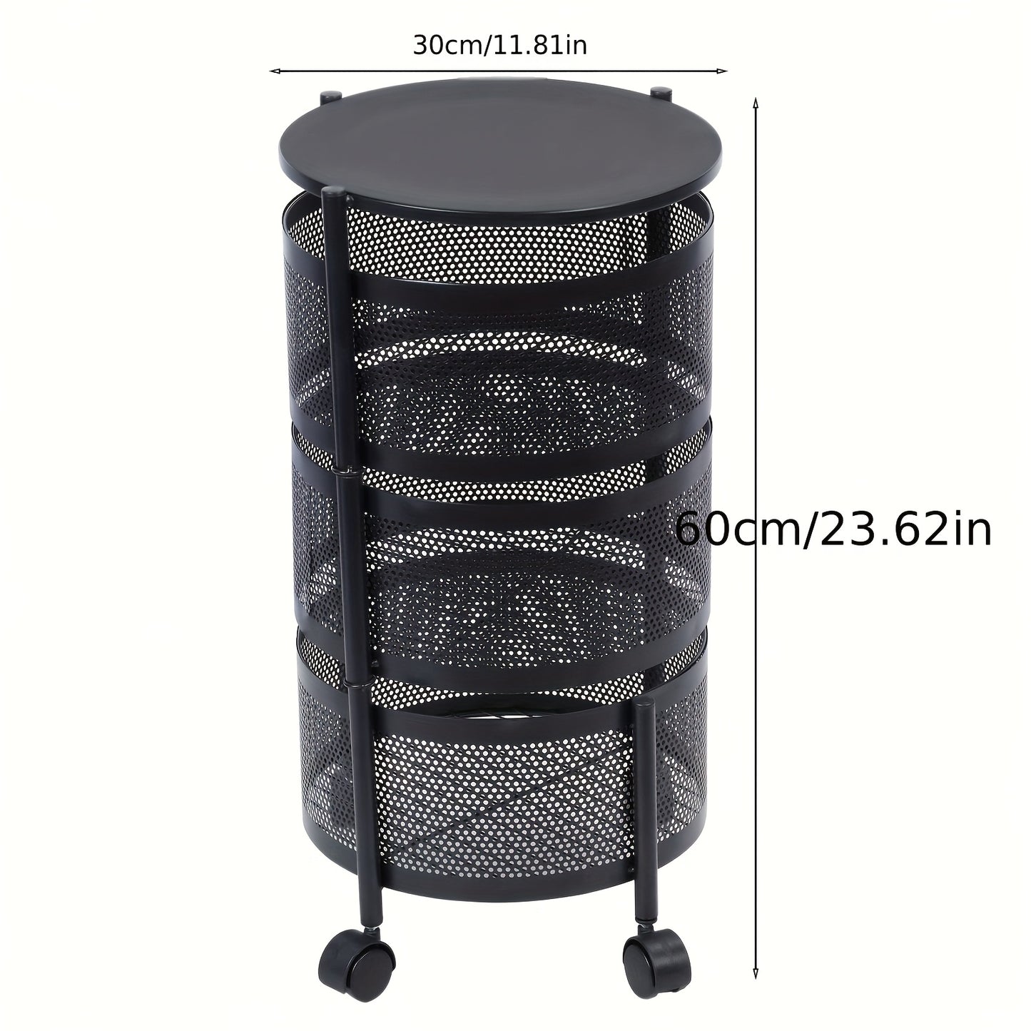 Versatile Space-Saving Multi-Layer Rotating Storage Rack - Stainless Steel, Floor Standing for Fruits & Vegetables, Ideal for Kitchen Organization