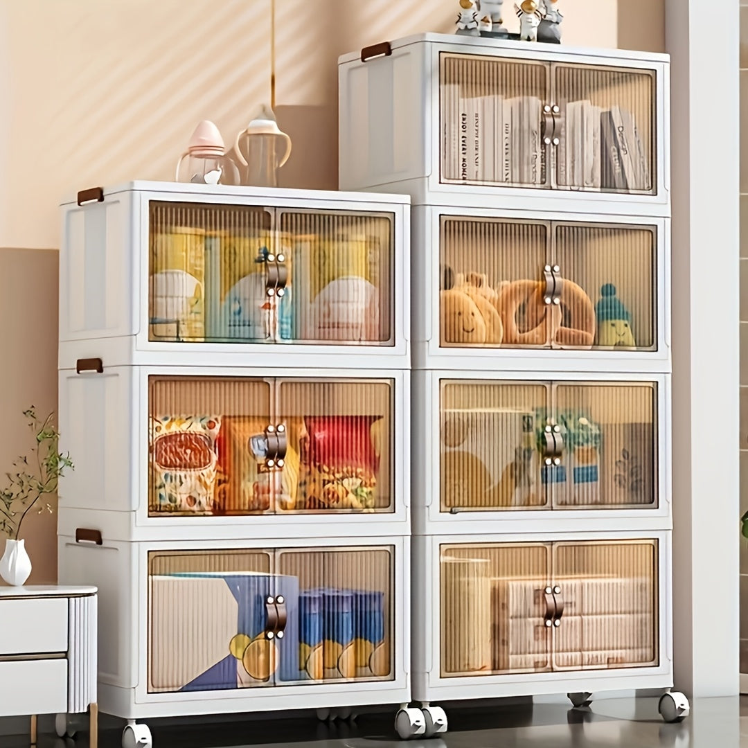 Foldable Storage Box 5 Layers, Large Double Opening Storage Box, Large Storage Box with Lid And Wheels, Can Store Clothes, Snacks, Toys And Books, Home Office Outdoor Foldable Container